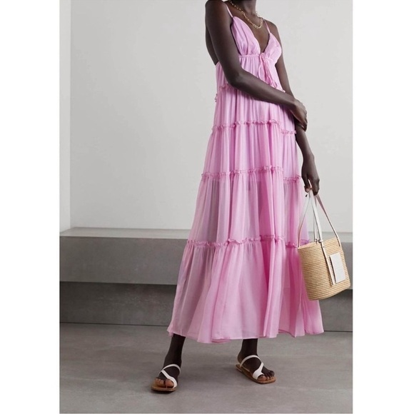 A.L.C. Gemma Purple Tiered Silk Maxi Dress size 4 - Picture 5 of 13